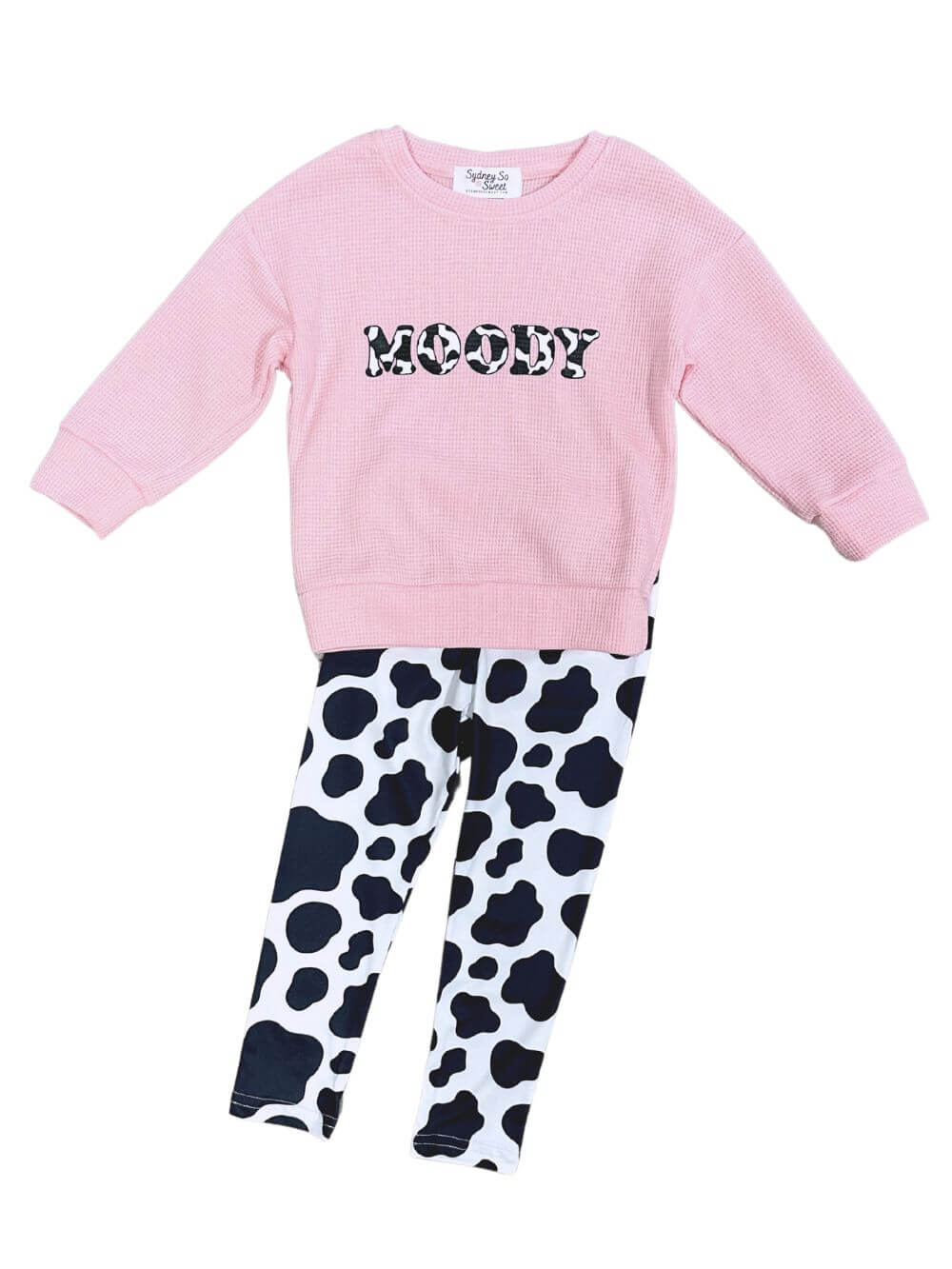 Moody Girl Cow Print Leggings Girls Outfit - Sydney So Sweet