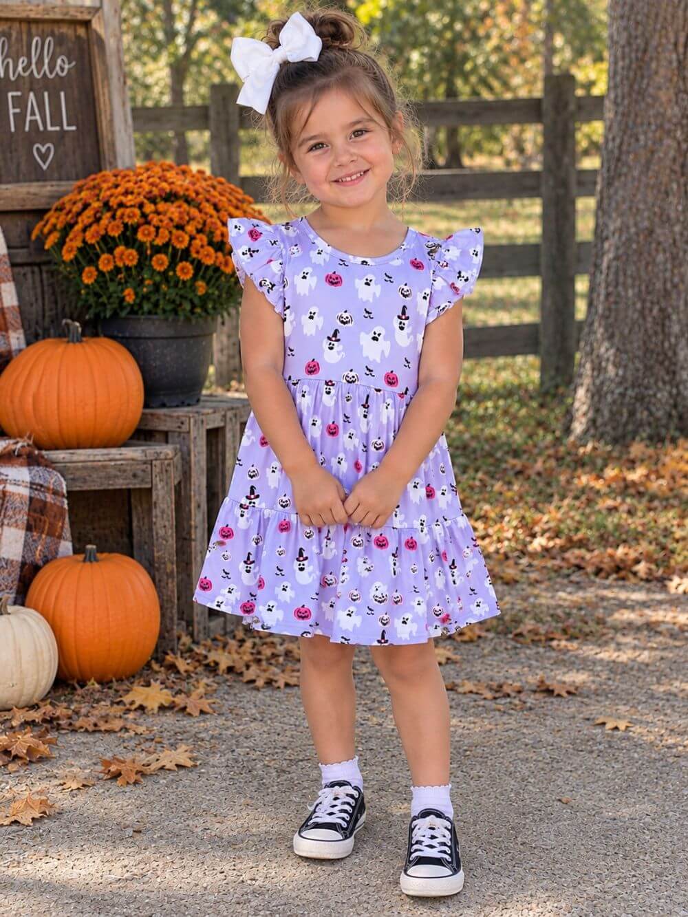 Girl wearing Moonlight Magic ghost dress
