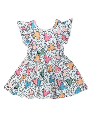Mouse Balloons Girls Pastel Short Sleeve Dress - Sydney So Sweet