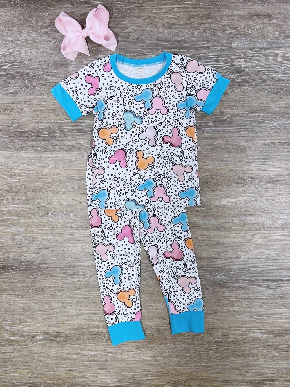 Mouse Balloons Pastel Short Sleeve Pajama Set - Sydney So Sweet