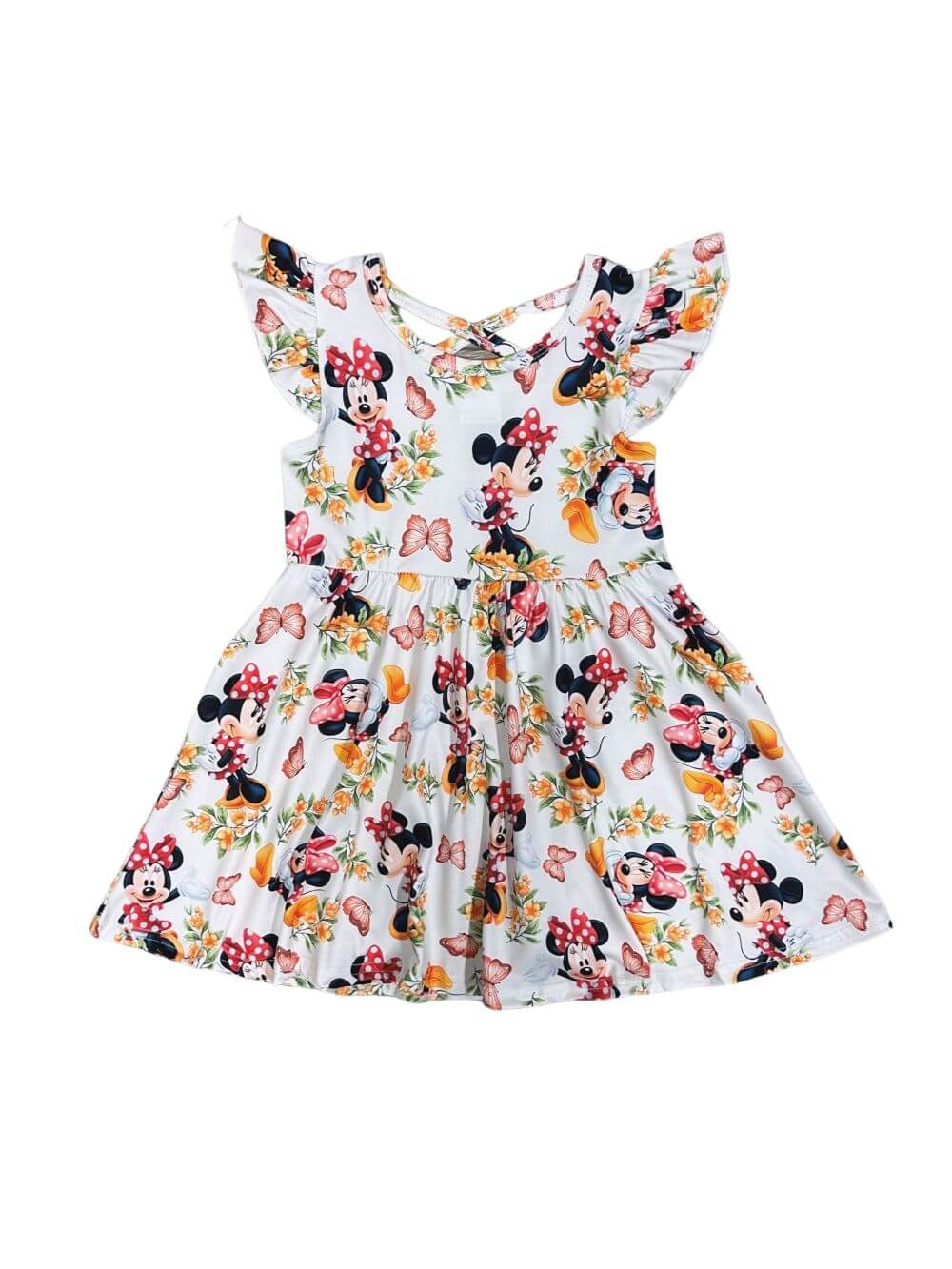 Mouse Bright Florals Girls Flutter Short Sleeve Dress - Sydney So Sweet