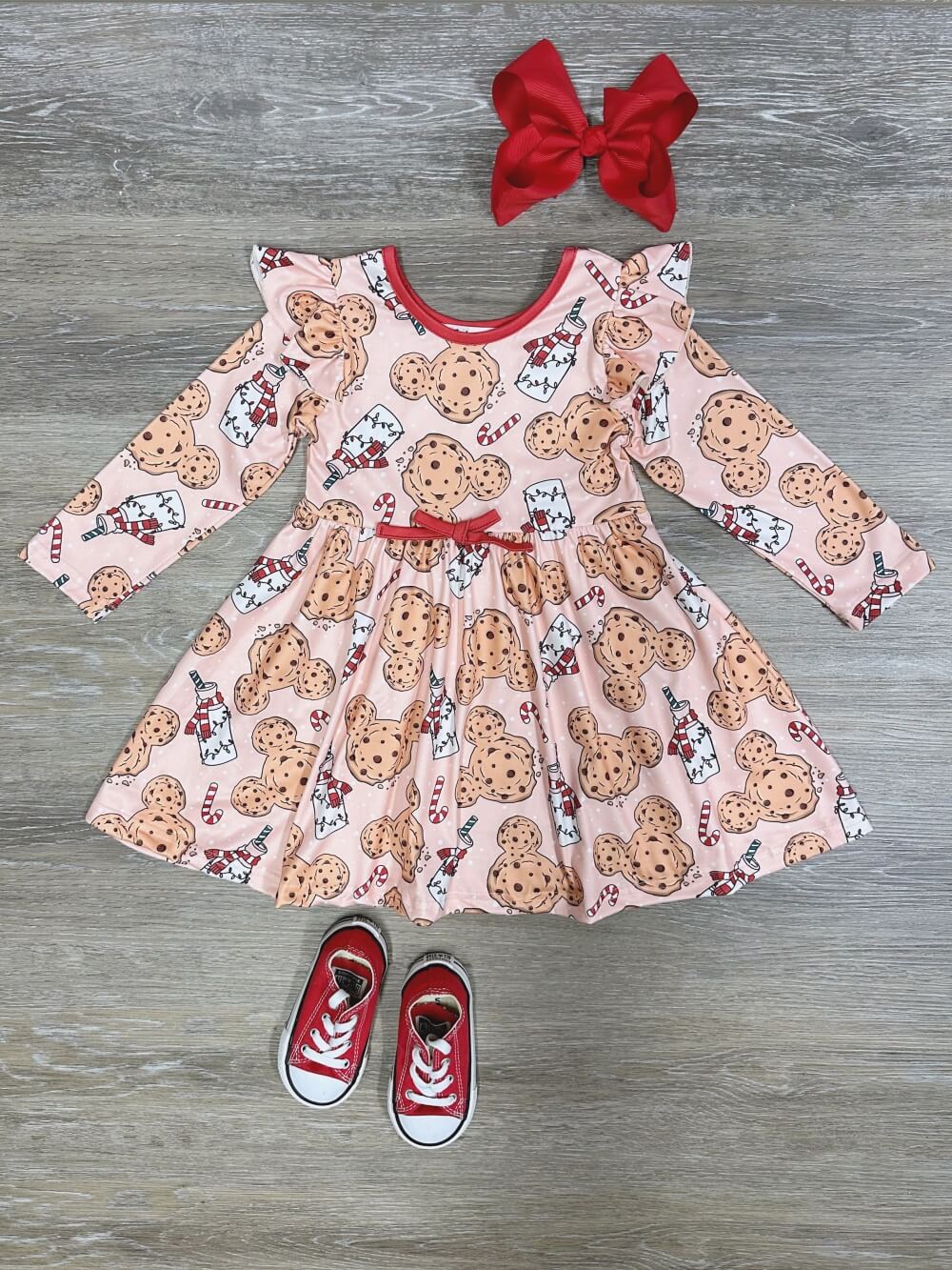 Mouse Ears Cookies &amp; Milk Girls Long Sleeve Dress - Sydney So Sweet