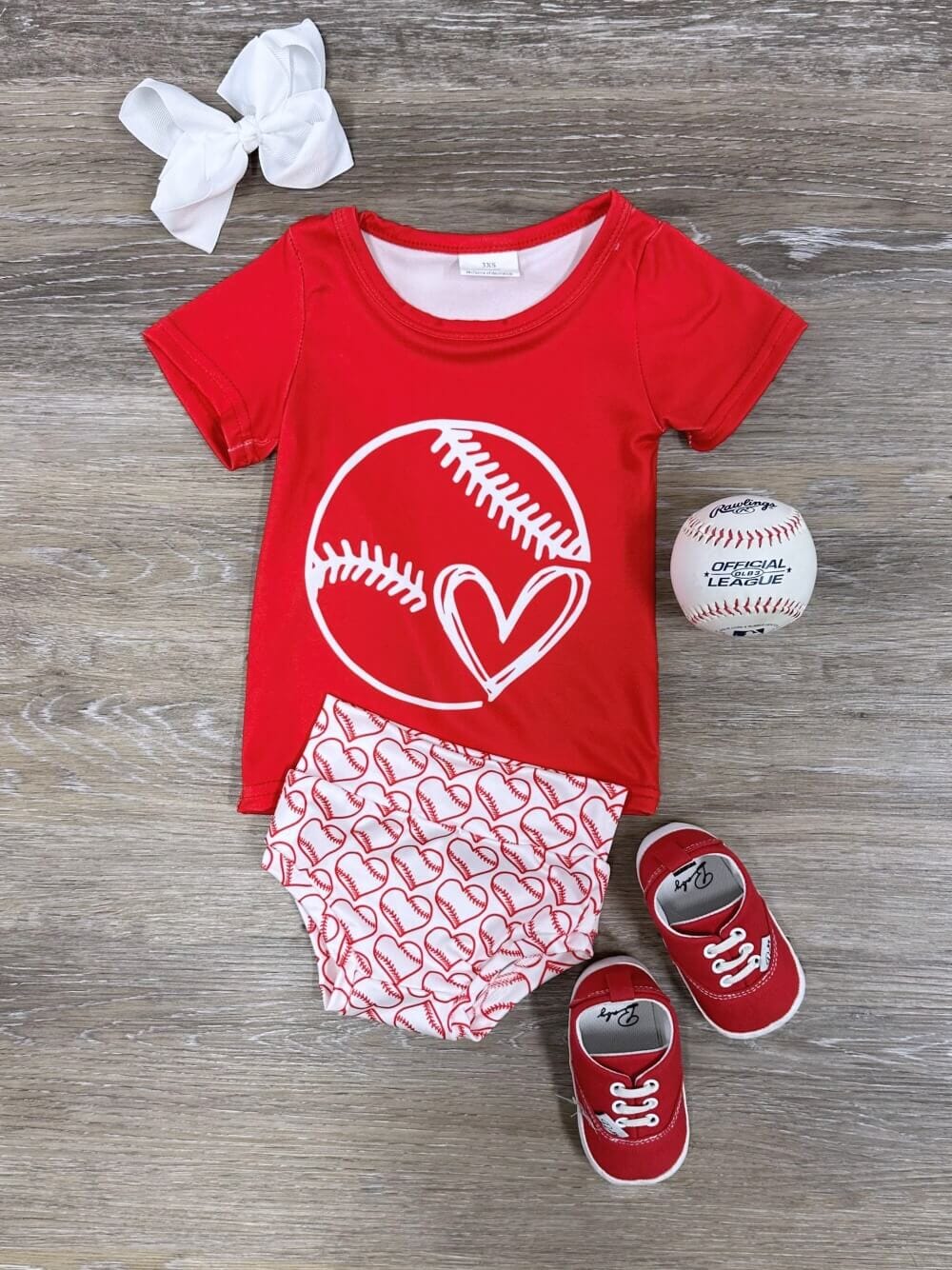 My Heart is on the Field Baseball Baby Top &amp; Bummies Set - Sydney So Sweet