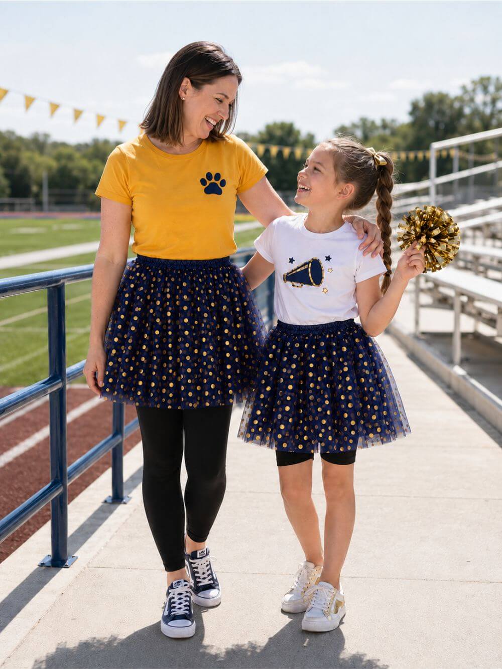 Navy Blue & Gold Polka Dot Tutu Skirt – Costume Tulle Skirt for Girls, Women & Plus Sizes