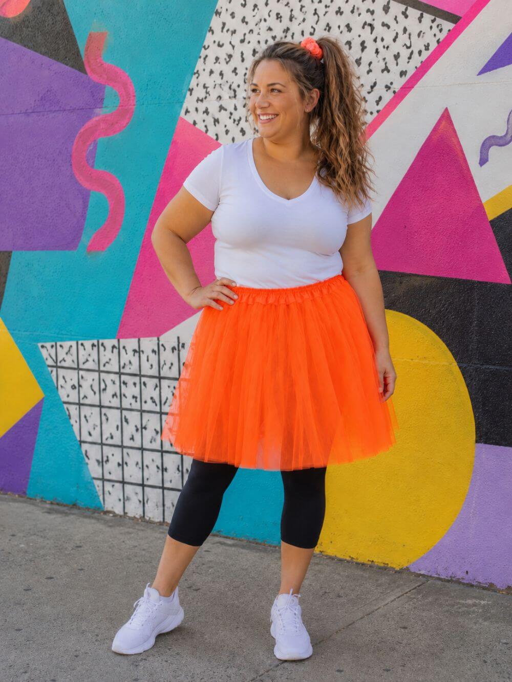 Neon Orange Plus Size Adult Tutu Skirt - Women's Plus Size 3- Layer Basic Ballet Costume Dance Tutus