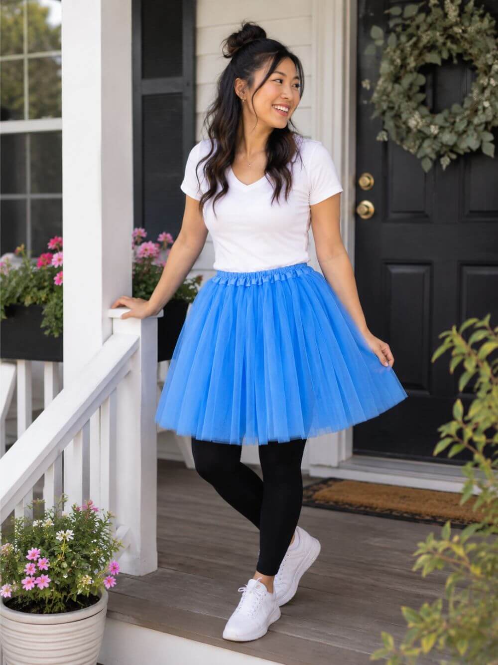 Neon Blue Tutu Skirt for Women – 3-Layer Tulle Ballet Skirt for Costume, Dress-Up, Dance, & Cosplay