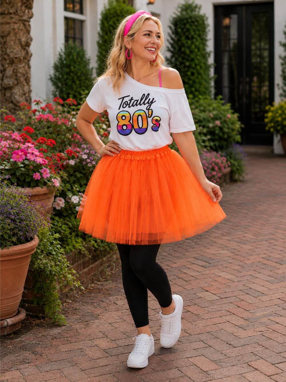 Neon Orange Tutu Skirt for Women – 3-Layer Tulle Ballet Skirt for Costume, Dress-Up, Dance, & Cosplay