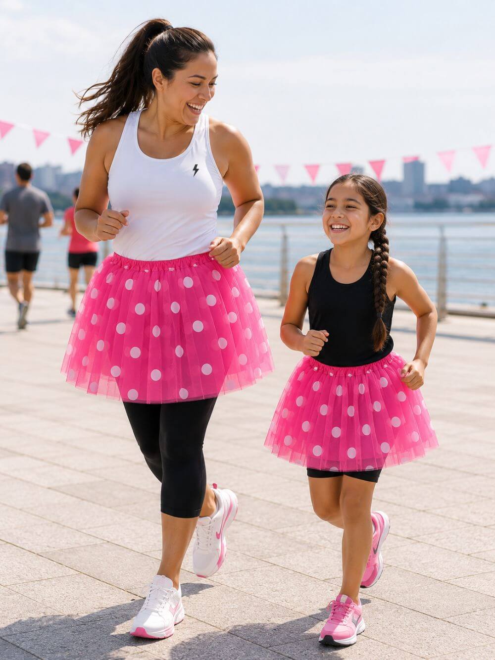 Hot Pink & White Polka Dot Tutu Skirt – 3 Layer Tulle Skirt for Kids & Adults – Costume, Dance, Dress-Up