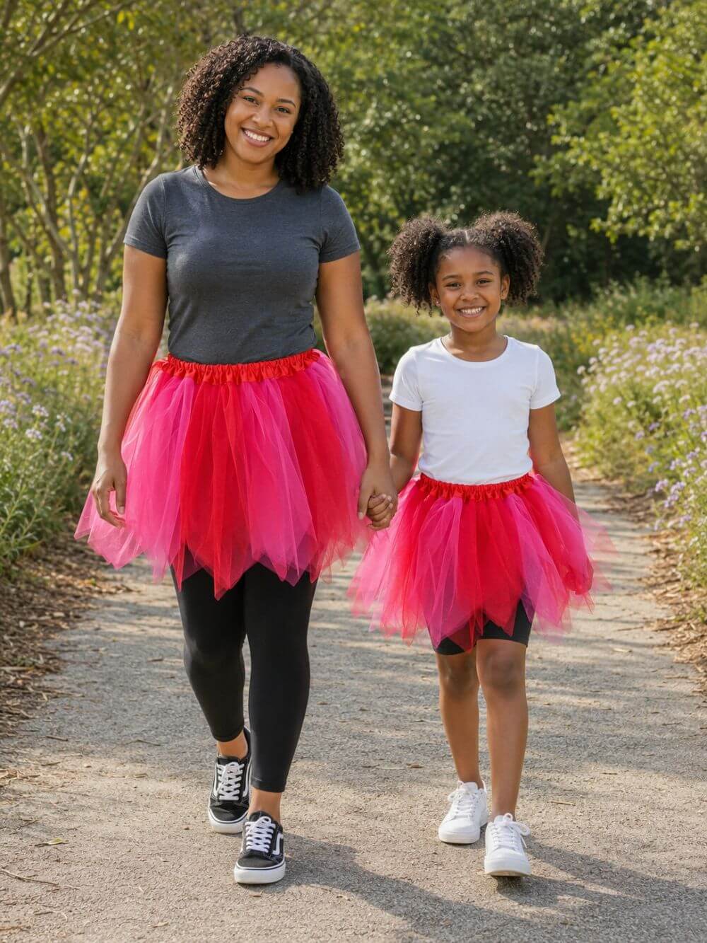 Neon Pink & Red Fairy Costume Pixie Tutu Skirt for Kids, Adults, Plus
