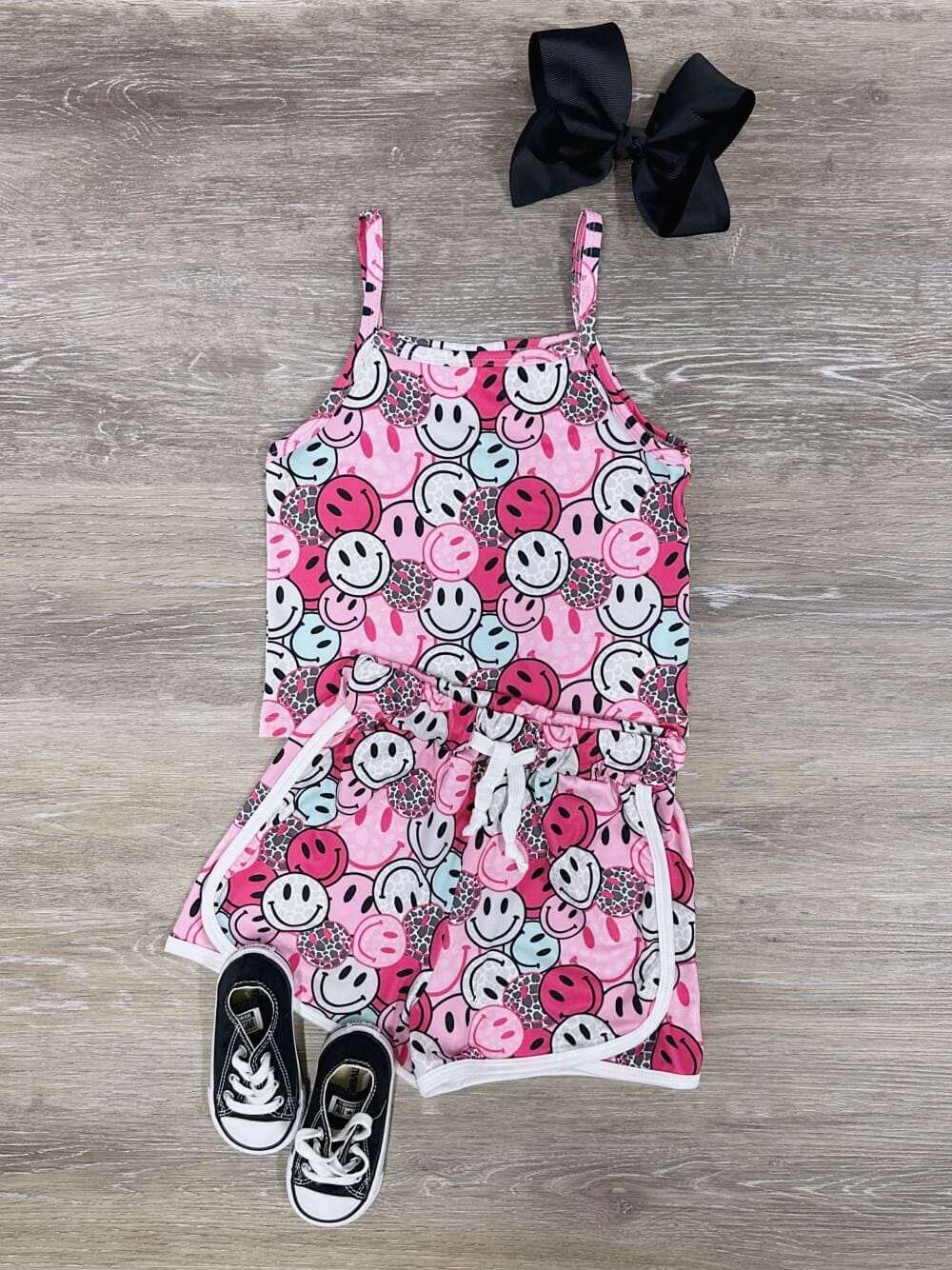 Never Stop Smiling Girls Pink Matching Shorts Set - Sydney So Sweet