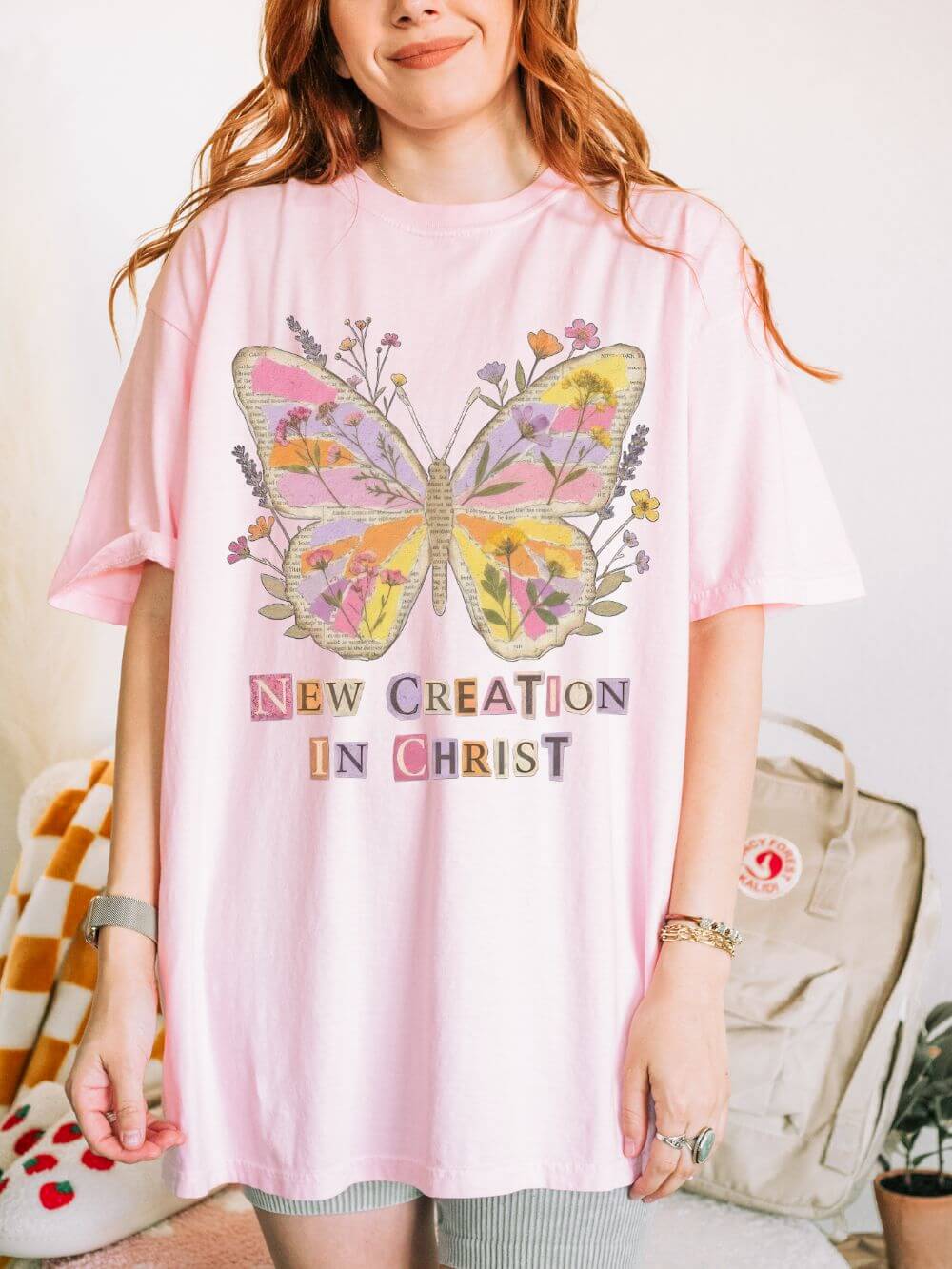 New Creation in Christ Butterfly Graphic T-Shirt Christian Inspirational Tee