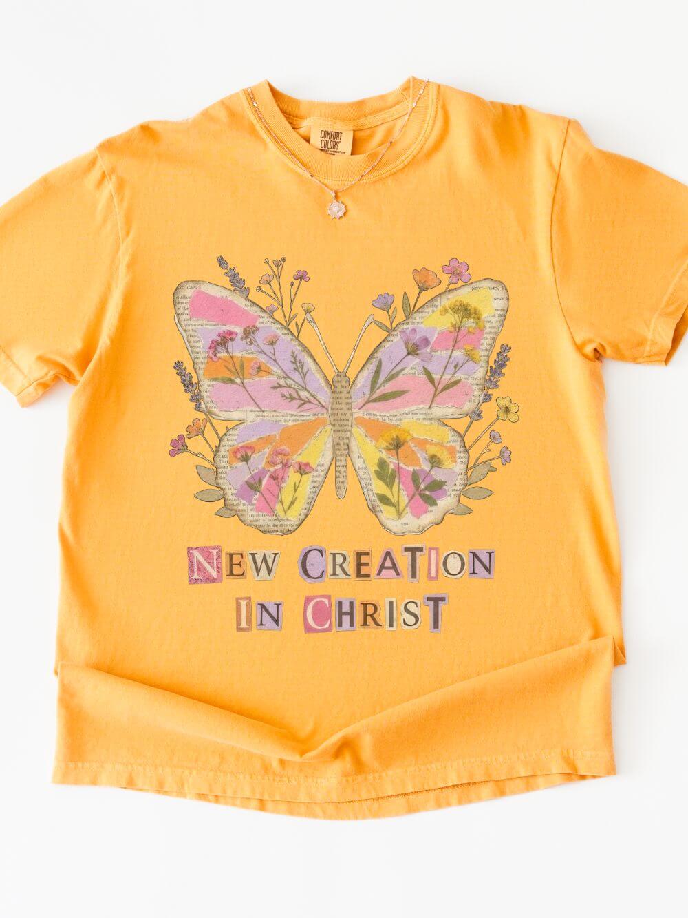 New Creation in Christ Butterfly Graphic T-Shirt Christian Inspirational Tee
