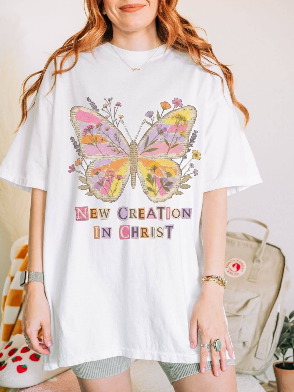 New Creation in Christ Butterfly Graphic T-Shirt Christian Inspirational Tee