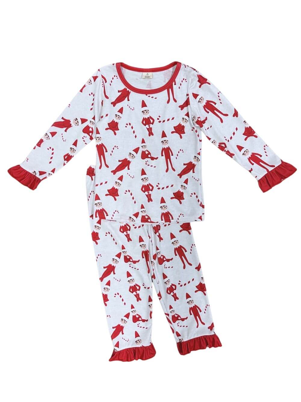 Nice List Elf on the Shelf Red Ruffle Trim Pajamas - Sydney So Sweet