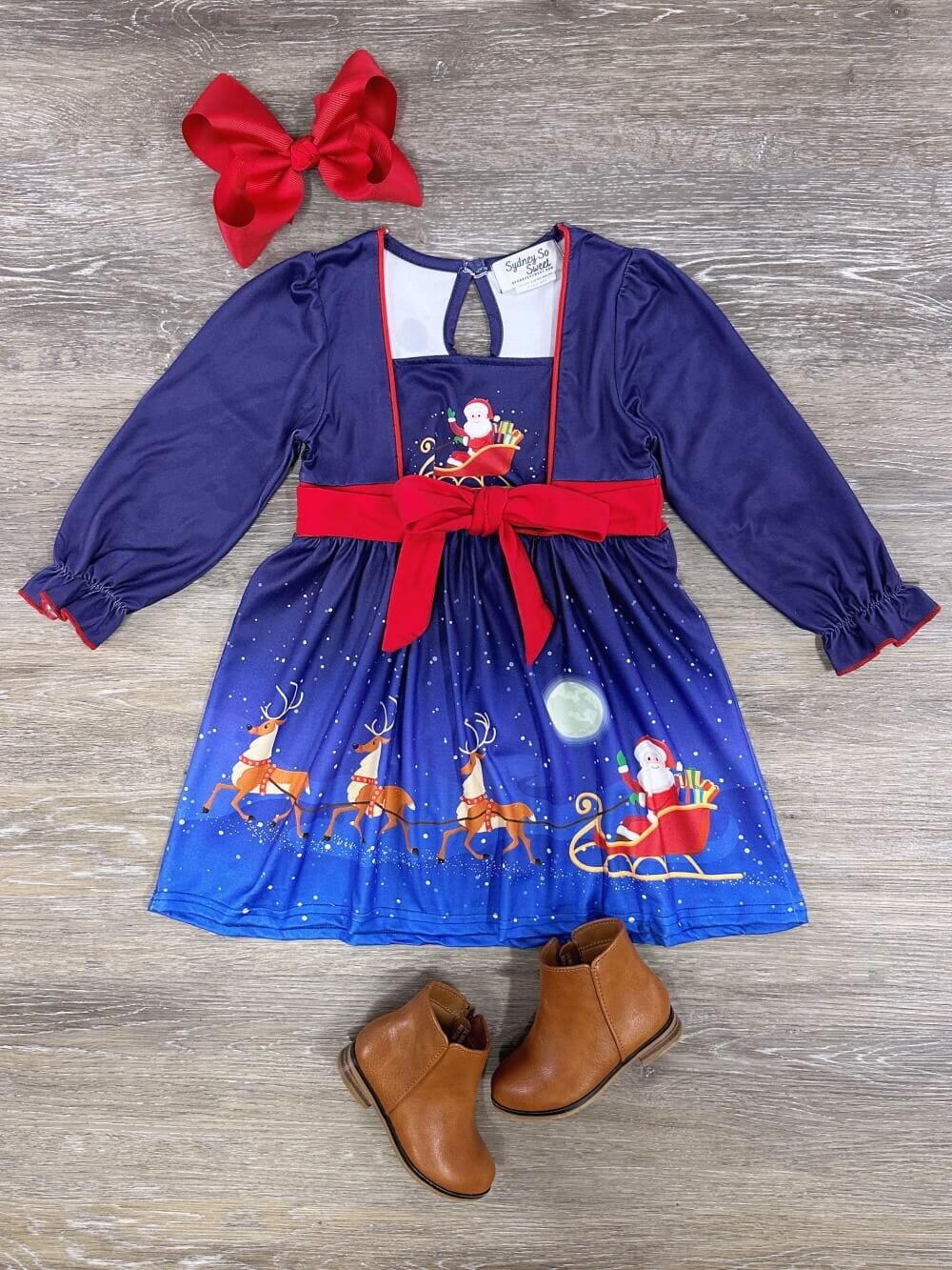 Night Before Christmas Girls Holiday Dress - Sydney So Sweet