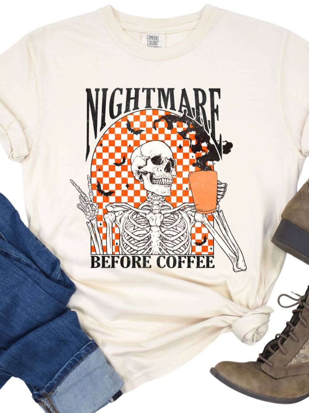 Nightmare Before Coffee Comfort Colors Garment Dyed Unisex Graphic T-Shirt - Sydney So Sweet