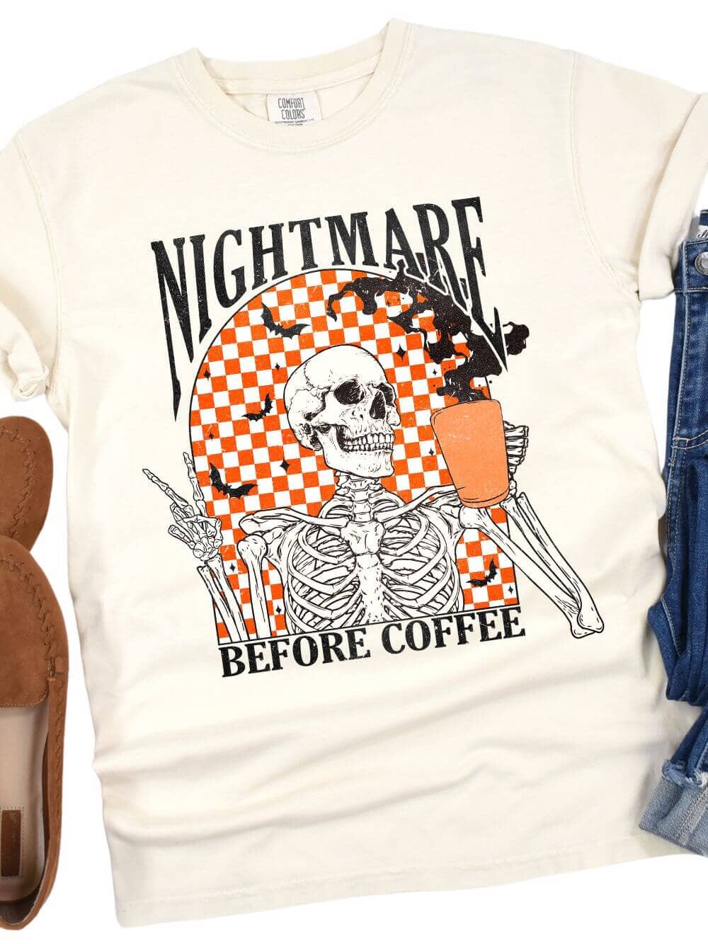 Nightmare Before Coffee Comfort Colors Garment Dyed Unisex Graphic T-Shirt - Sydney So Sweet