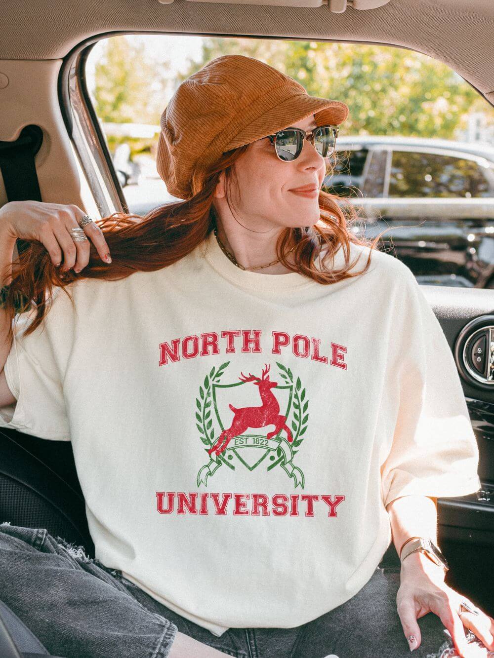 North Pole University Reindeer Holiday Tee Vintage Distressed Christmas T-Shirt - Sydney So Sweet