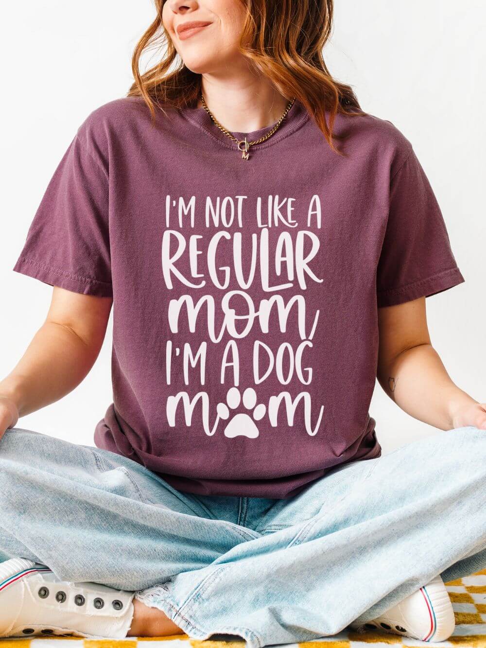 Not a Regular Mom I'm a Dog Mom T-Shirt Cute Graphic Tee