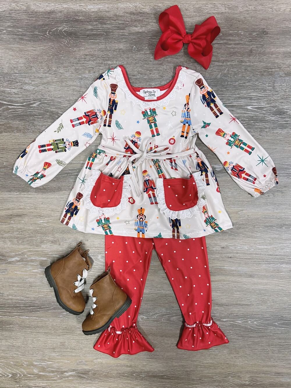 Nutcracker Dreams Girls Tunic &amp; Polka Dot Leggings Outfit - Sydney So Sweet