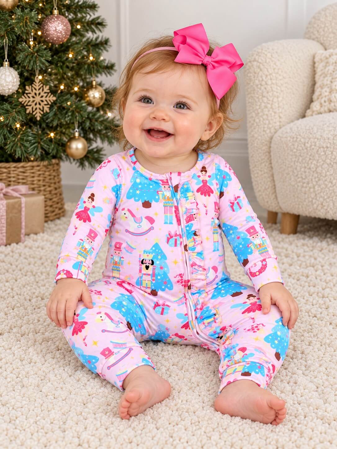 Nutcracker Dreams Ruffle Zip Up Baby Romper