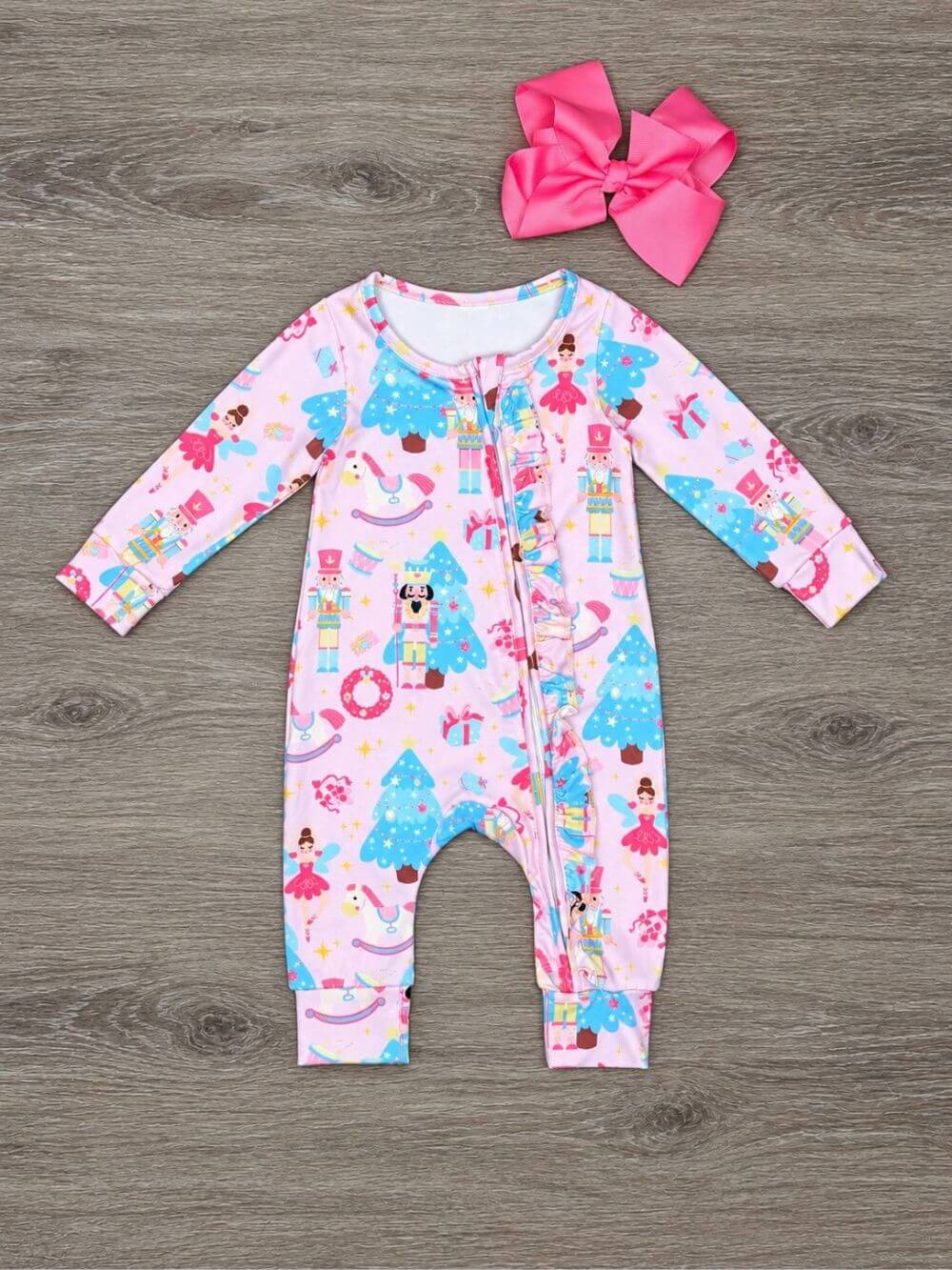 Nutcracker Dreams Ruffle Zip Up Baby Romper