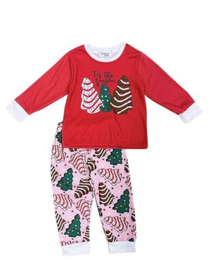 O Christmas Tree Cake Long Sleeve Girls Pajama Set - Sydney So Sweet