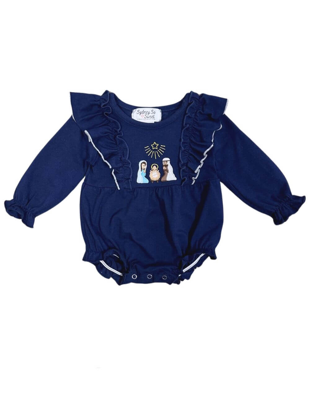 O Holy Night Girls Nativity Long Sleeve Baby Romper - Sydney So Sweet