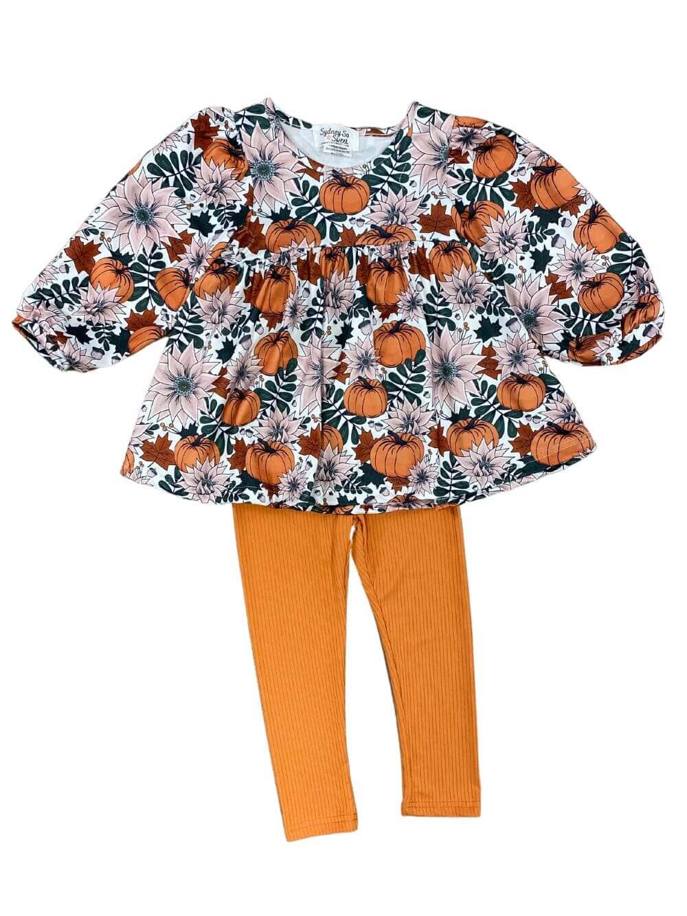 October Pumpkin Patch Girls Leggings Outfit - Sydney So Sweet