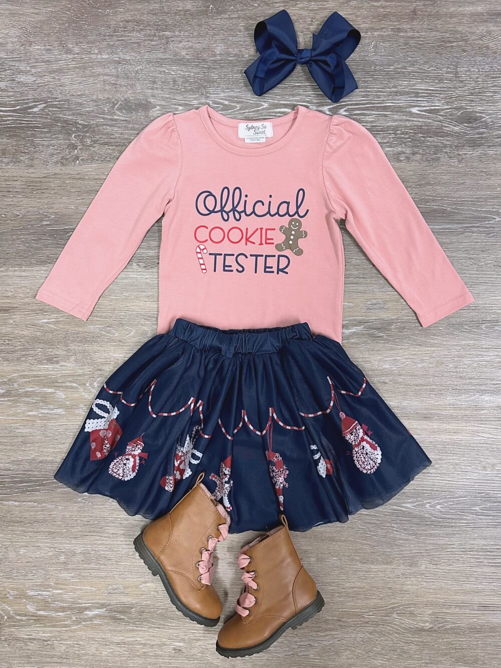 Official Cookie Tester Girls Christmas Skirt Outfit - Sydney So Sweet