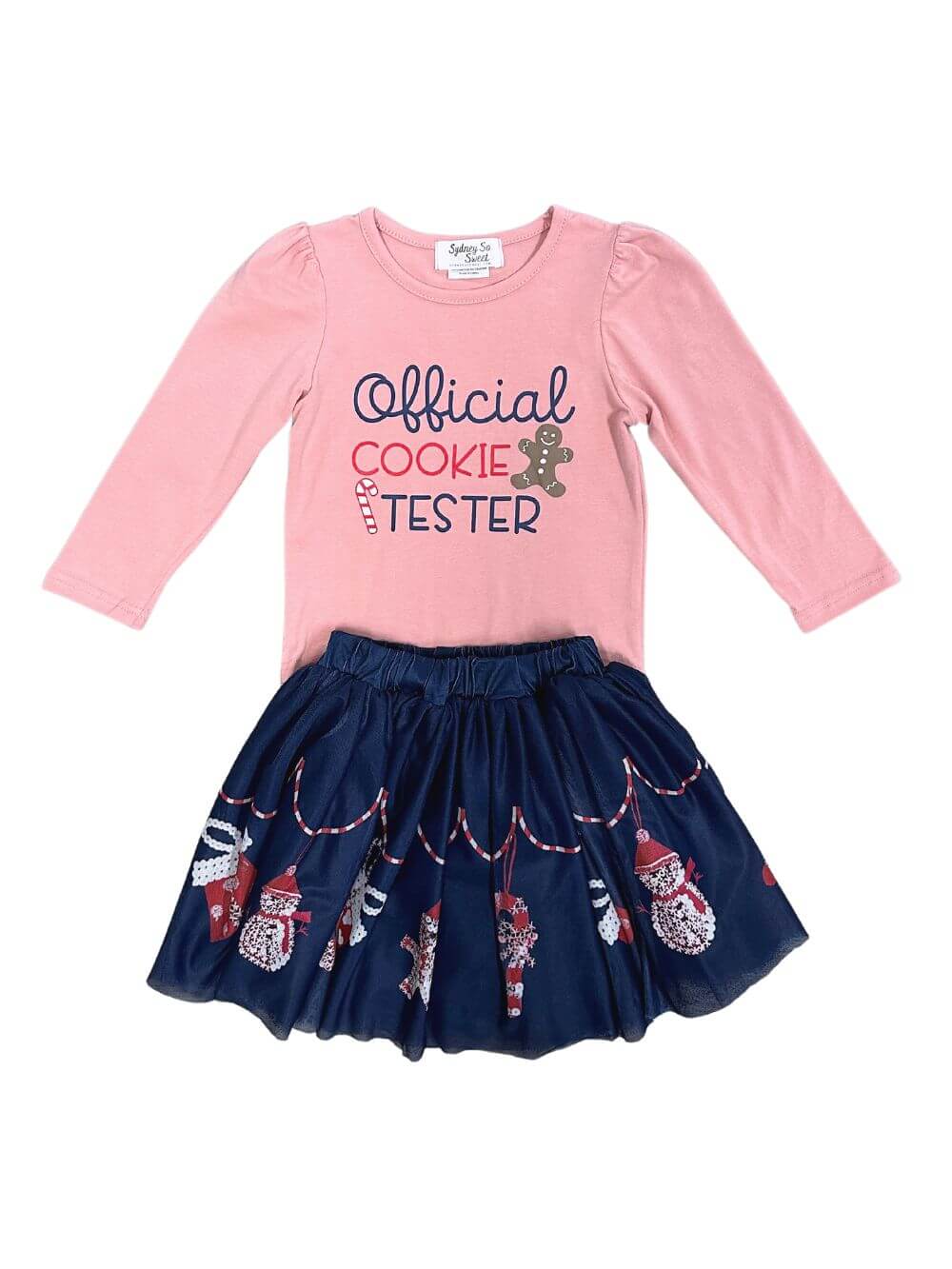 Official Cookie Tester Girls Christmas Skirt Outfit - Sydney So Sweet