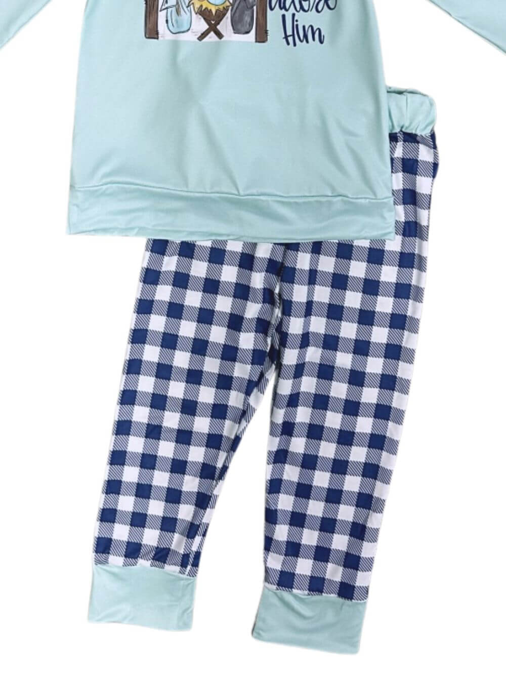 Oh Come Let Us Adore Him Blue Nativity Hoodie Outfit - Sydney So Sweet