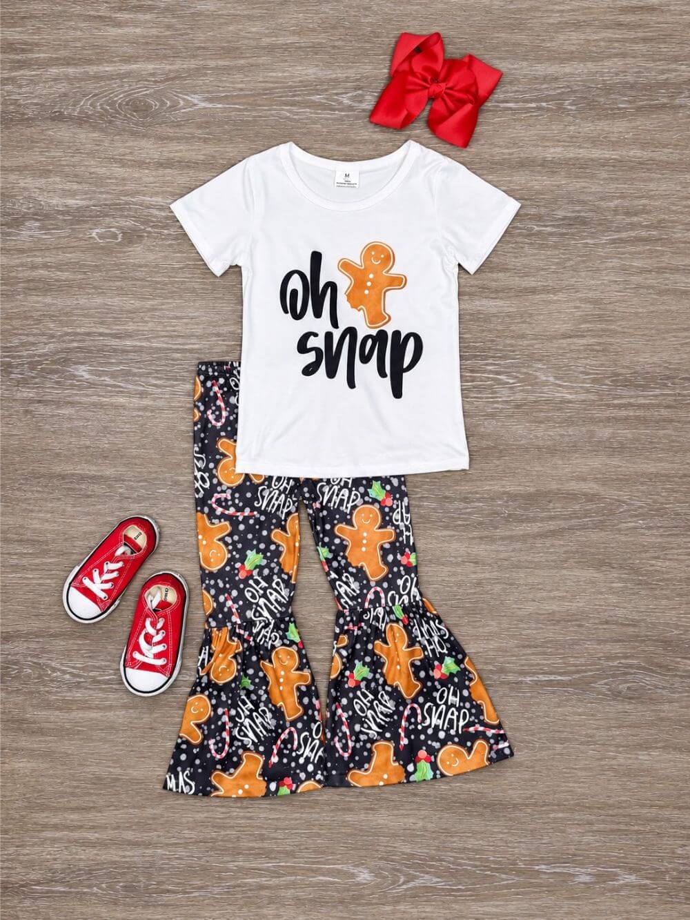 Oh Snap Gingerbread Girls Christmas Bell Bottoms Outfit