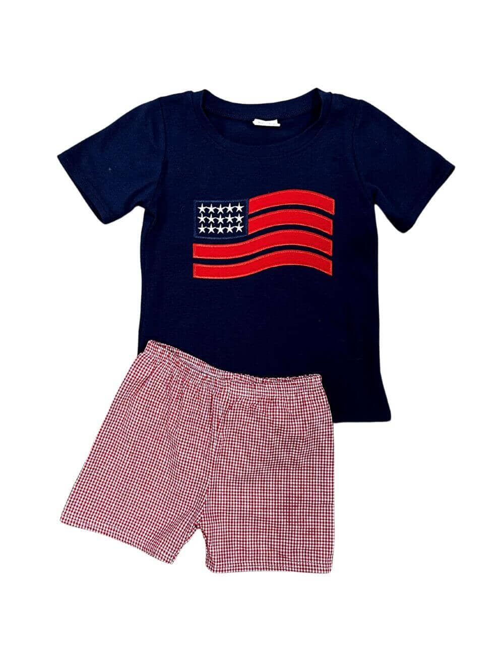 Old Glory Boys Navy & Red Patriotic Shorts Outfit - Sydney So Sweet