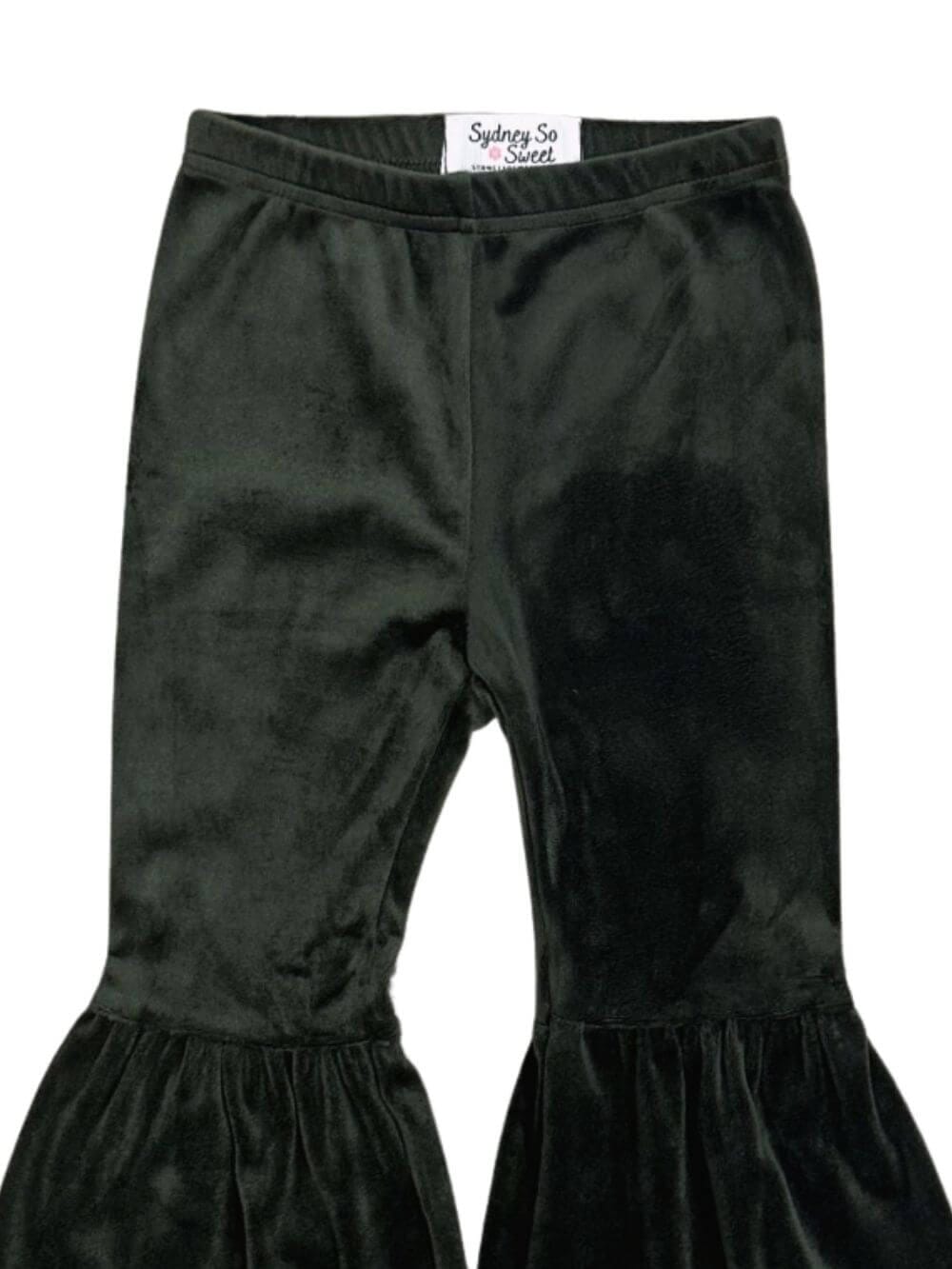 Olive Green Girls Velvet Bell Bottoms - Sydney So Sweet