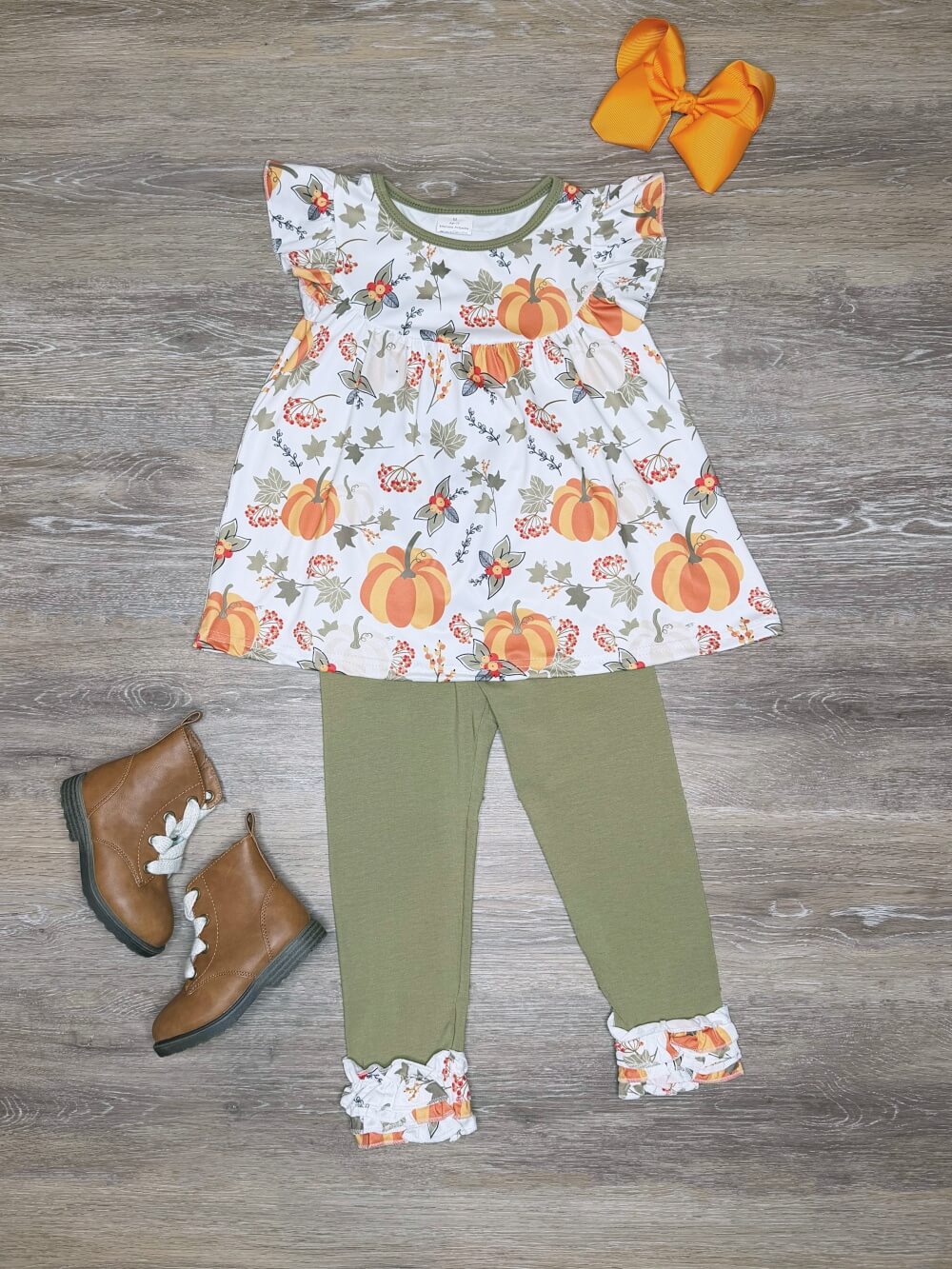 Olive Harvest Pumpkin Girls Leggings Outfit