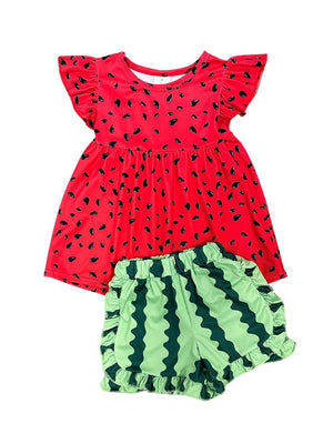 One in a Melon Girls Ruffle Shorts Outfit - Sydney So Sweet