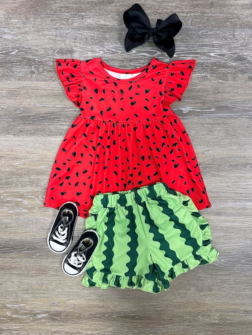 One in a Melon Girls Ruffle Shorts Outfit