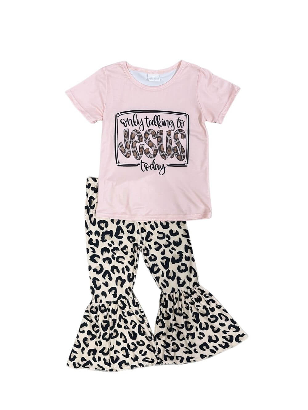 Only Talking to Jesus Girls Leopard Bell Bottom Outfit - Sydney So Sweet