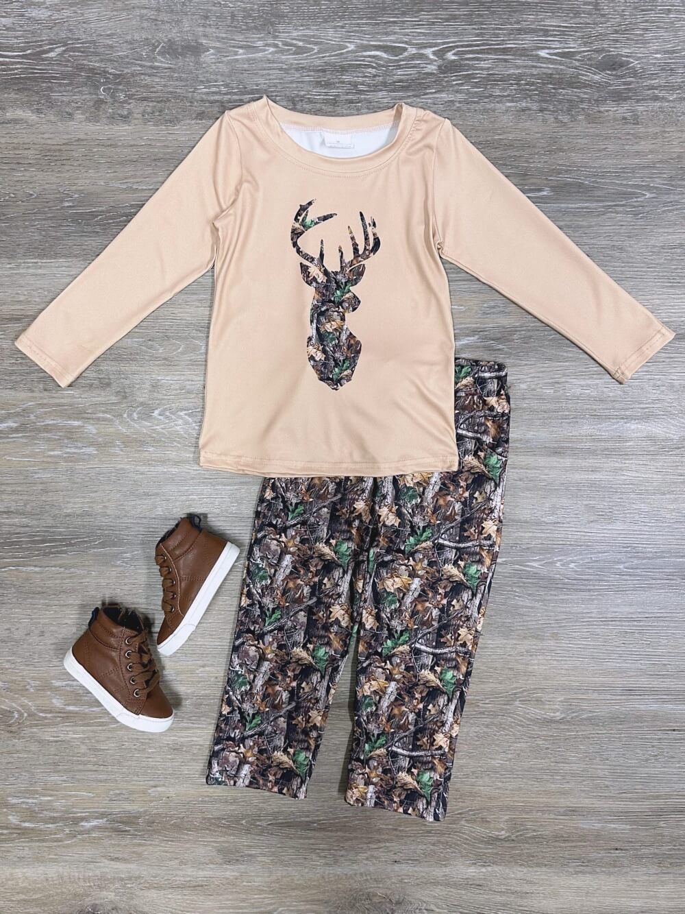 On the Hunt Boys Camo Deer Long Sleeve Outfit - Sydney So Sweet