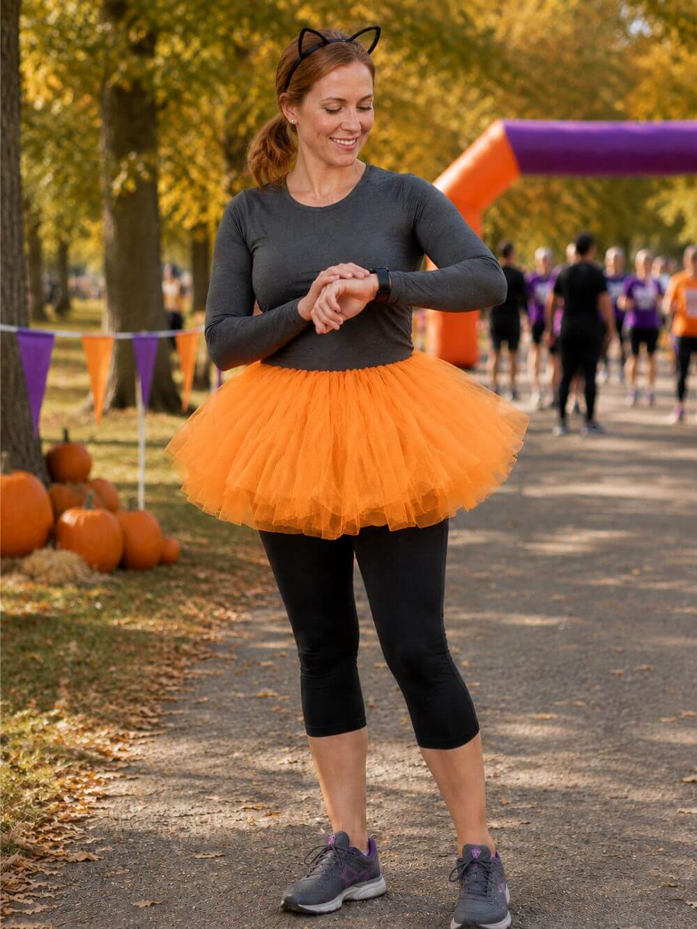 Orange - 5 Layer Tutu Skirt for Running, Dress-Up, Costumes