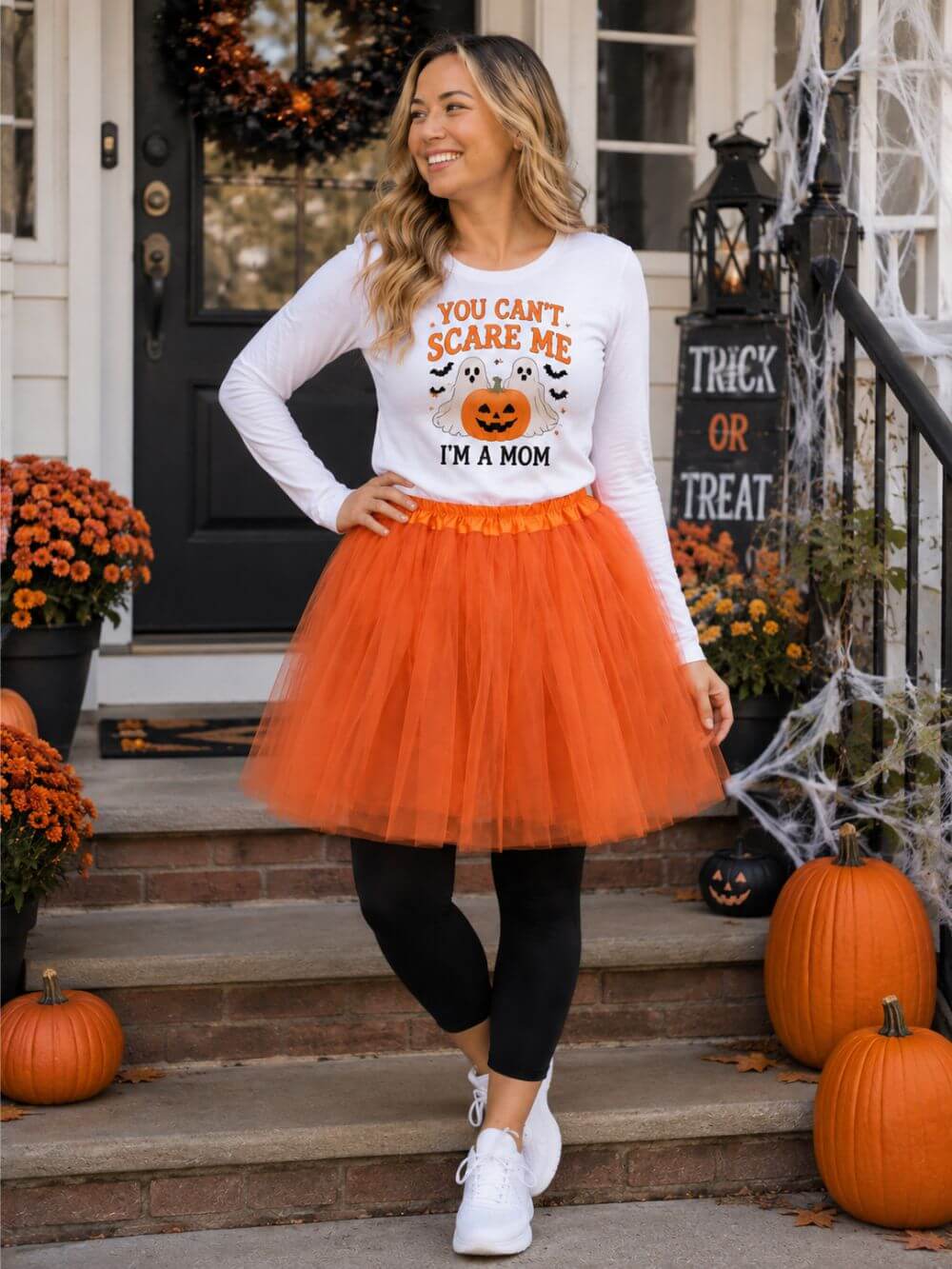 Orange Tutu Skirt for Women – 3-Layer Tulle Ballet Skirt for Costume, Dress-Up, Dance, & Cosplay