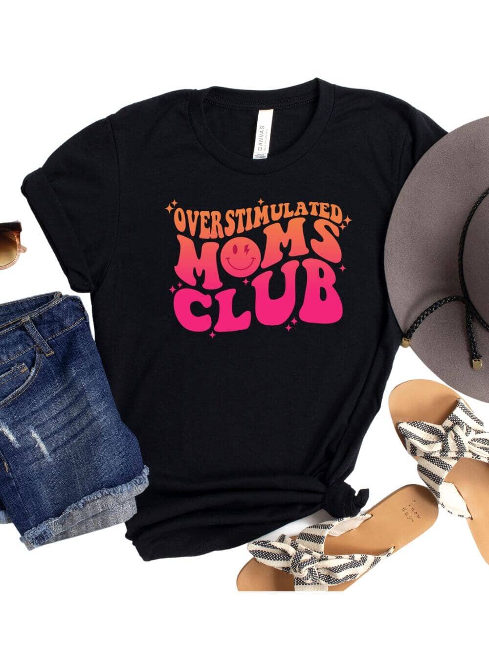 Overstimulated Moms Club Retro Orange & Pink Graphic T-Shirt - Sydney So Sweet