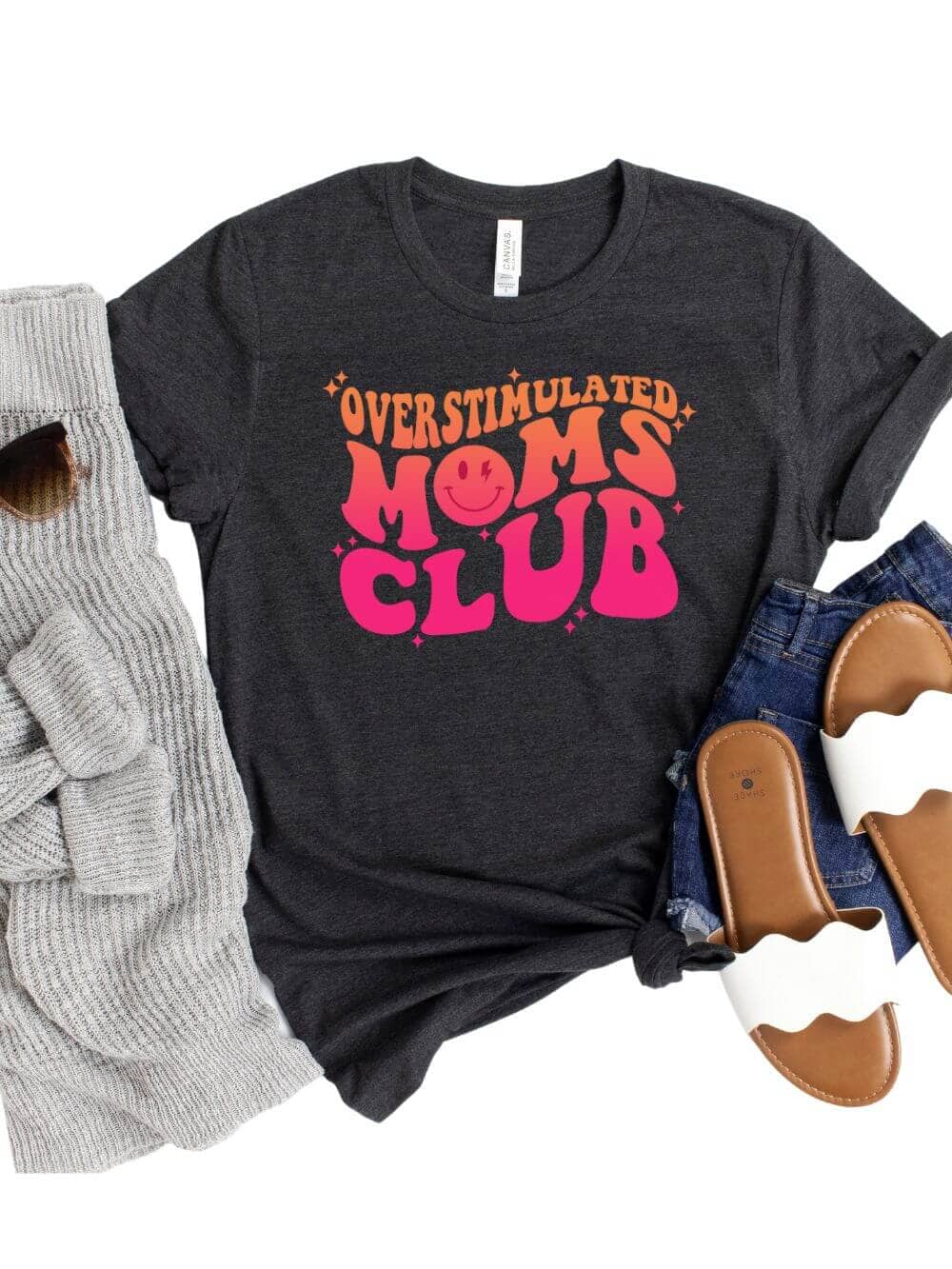 Overstimulated Moms Club Retro Orange &amp; Pink Graphic T-Shirt - Sydney So Sweet