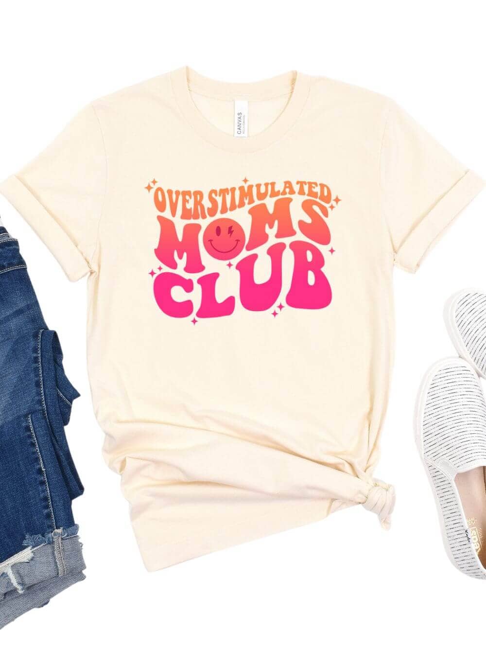 Overstimulated Moms Club Retro Orange & Pink Graphic T-Shirt - Sydney So Sweet