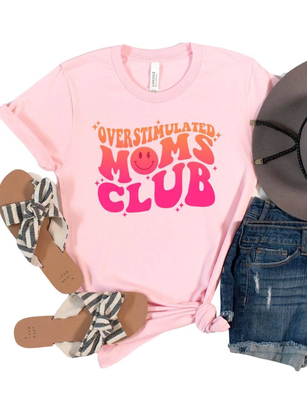 Overstimulated Moms Club Retro Orange & Pink Graphic T-Shirt - Sydney So Sweet