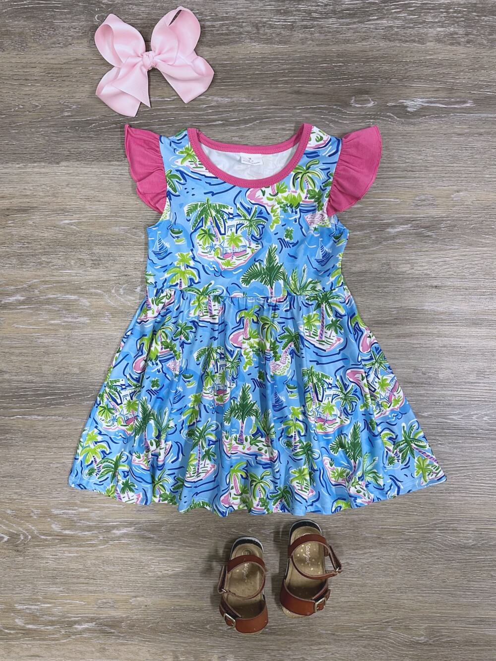 Palm Paradise Tropical Vibes Girls Dress - Sydney So Sweet