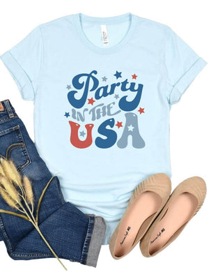 Party in the USA Patriotic 4th of July Patriotic Graphic T-Shirt - Sydney So Sweet