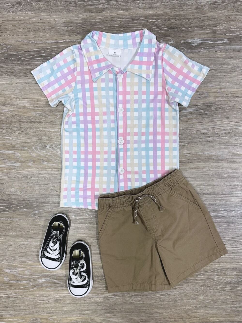 Pastel Plaid Boys Button Down Dress Up Shirt - Sydney So Sweet