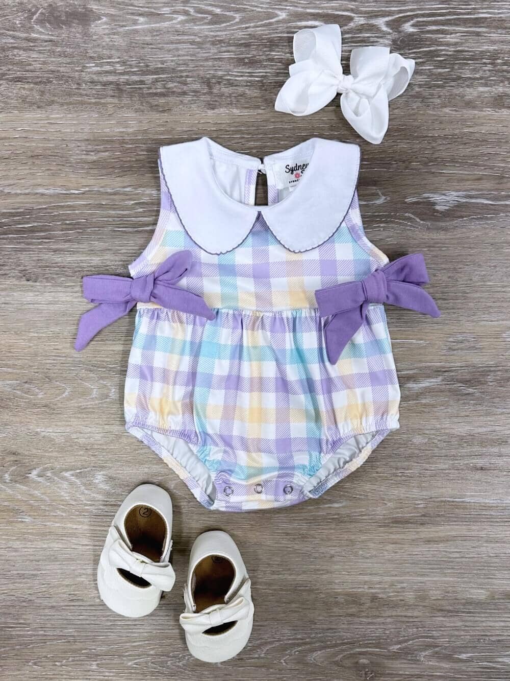 Pastel Plaid Girls Baby Bubble Romper - Sydney So Sweet